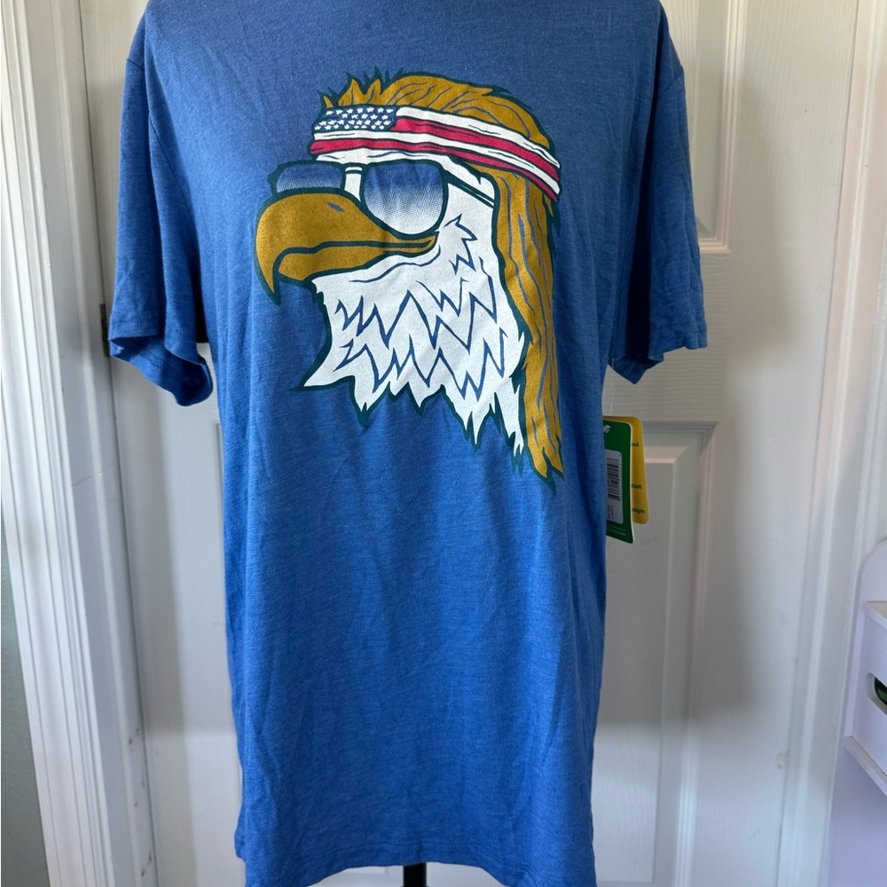 Tipsy Elves Blue Short Sleeve Tee with Retro Eagle Design